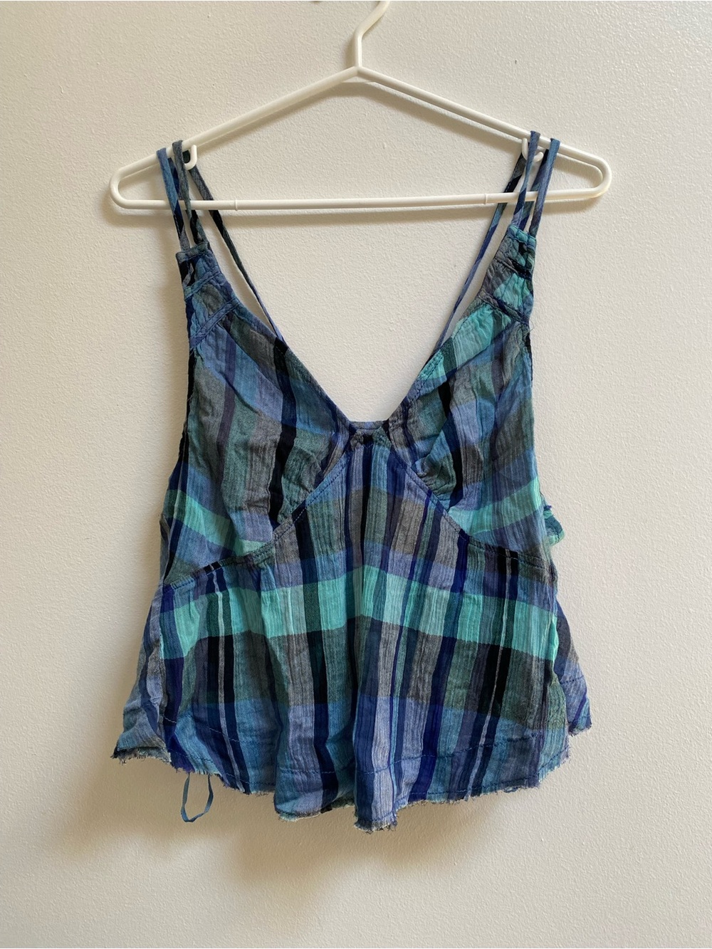 Free People Plaid Printed Halter Cami Top S